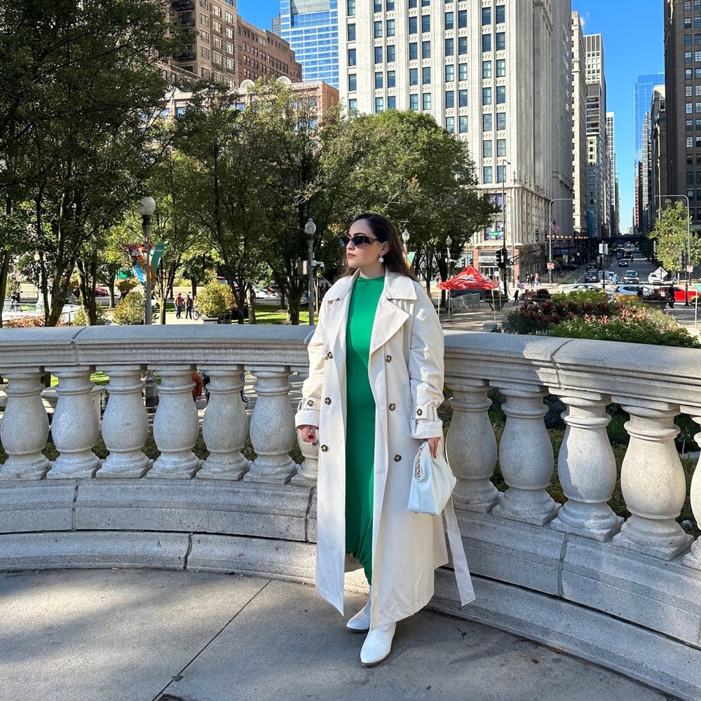 Zara Green FLOWY DRAPED DRESS - Picture 3 of 11